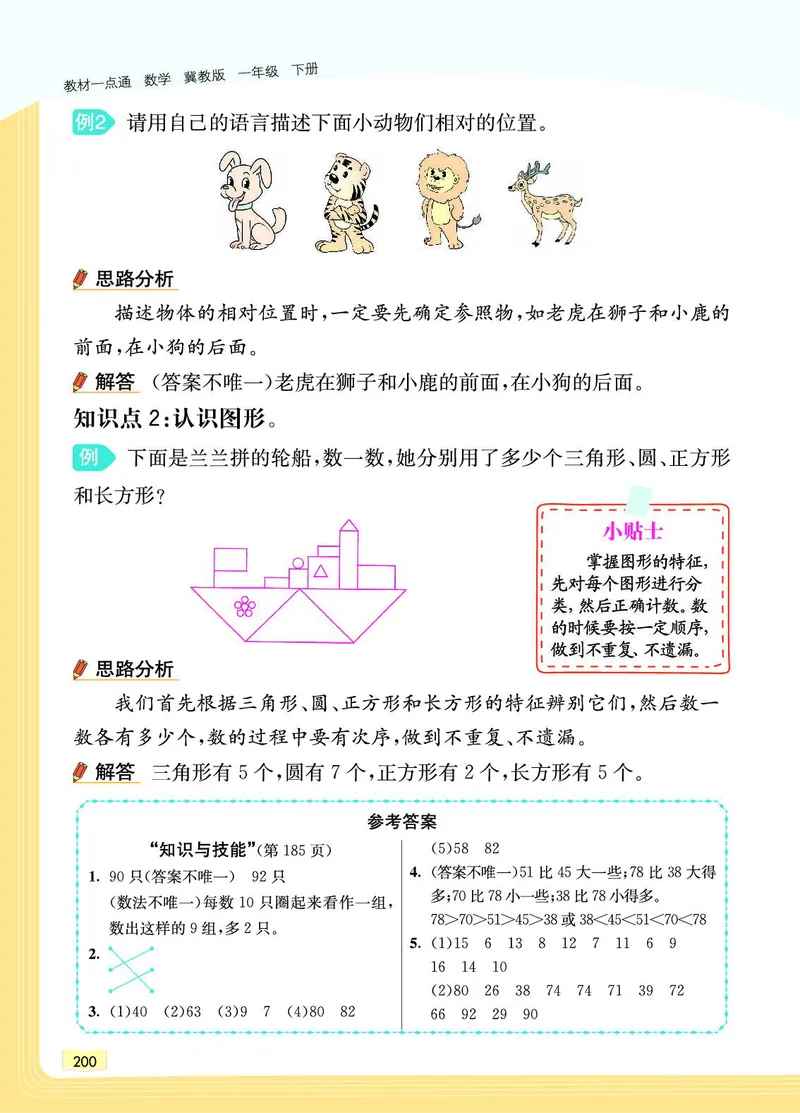 《教材一点通》数学1年级下册（JJ）_一年级上下册资料_小学一年级学习资料-25年更新版_1-04、小学一年级数学下册_1-4-2、练习题、作业、试题、试卷_冀教版_电子册类