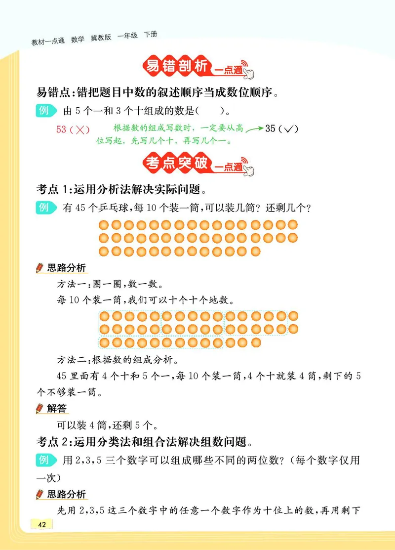 《教材一点通》数学1年级下册（JJ）_一年级上下册资料_小学一年级学习资料-25年更新版_1-04、小学一年级数学下册_1-4-2、练习题、作业、试题、试卷_冀教版_电子册类