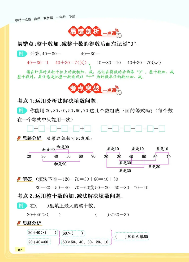 《教材一点通》数学1年级下册（JJ）_一年级上下册资料_小学一年级学习资料-25年更新版_1-04、小学一年级数学下册_1-4-2、练习题、作业、试题、试卷_冀教版_电子册类