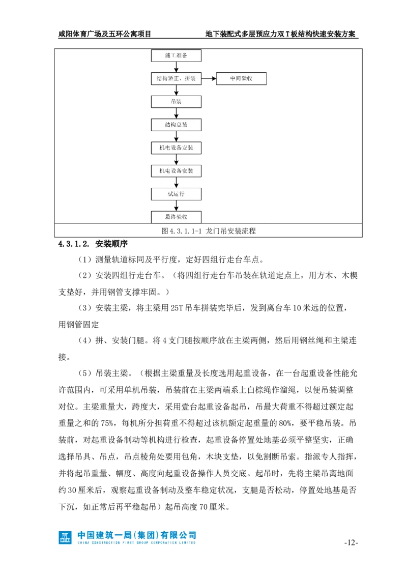 地下装配式多层预应力双T板结构快速安装方案_2021-2023年优秀施组方案_施工方案_咸阳体育广场项目地下装配式多层预应力双T板结构快速安装方案_1.施工方案