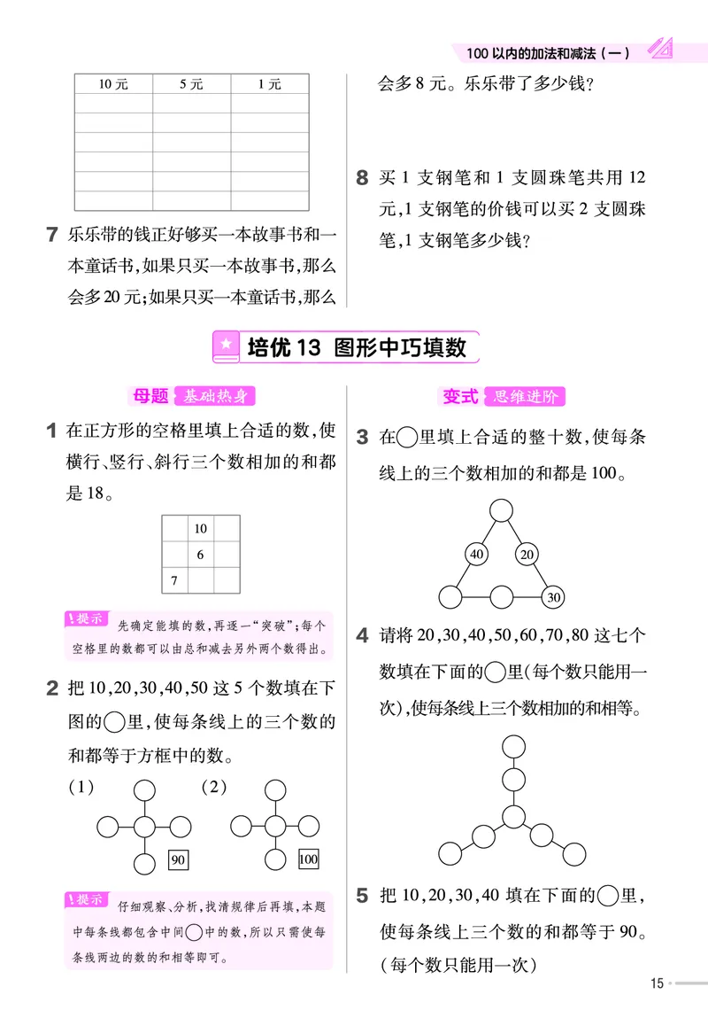 《培优练》24春数学1年级下册（RJ）_一年级上下册资料_小学一年级学习资料-25年更新版_1-04、小学一年级数学下册_1-4-2、练习题、作业、试题、试卷_人教版_电子册