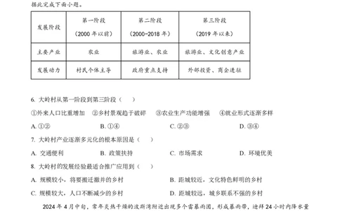 2024年高考地理试卷（甘肃）（空白卷）_地理历年高考真题_新&middot;PDF版2008-2025&middot;高考地理真题_地理（按年份分类）2008-2025_2024&middot;地理高考真题