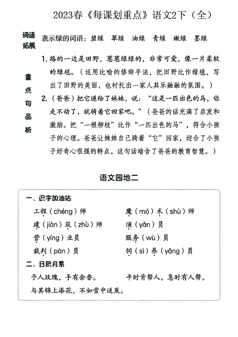 《名师每课划重点》23春语文2年级下册（RJ）_二年级上下册资料_小学二年级学习资料-25年更新版_2-02、小学二年级语文下册_2-2-2、练习题、作业、试题、试卷_电子册类