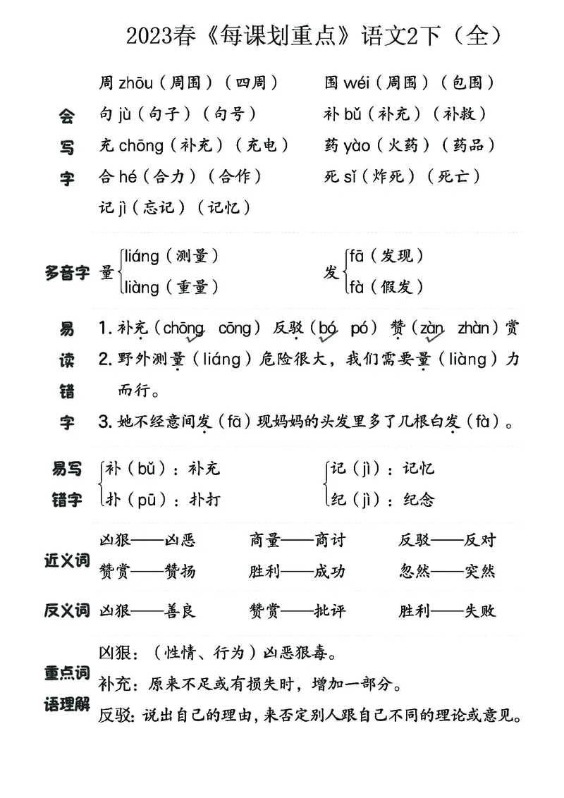 《名师每课划重点》23春语文2年级下册（RJ）_二年级上下册资料_小学二年级学习资料-25年更新版_2-02、小学二年级语文下册_2-2-2、练习题、作业、试题、试卷_电子册类