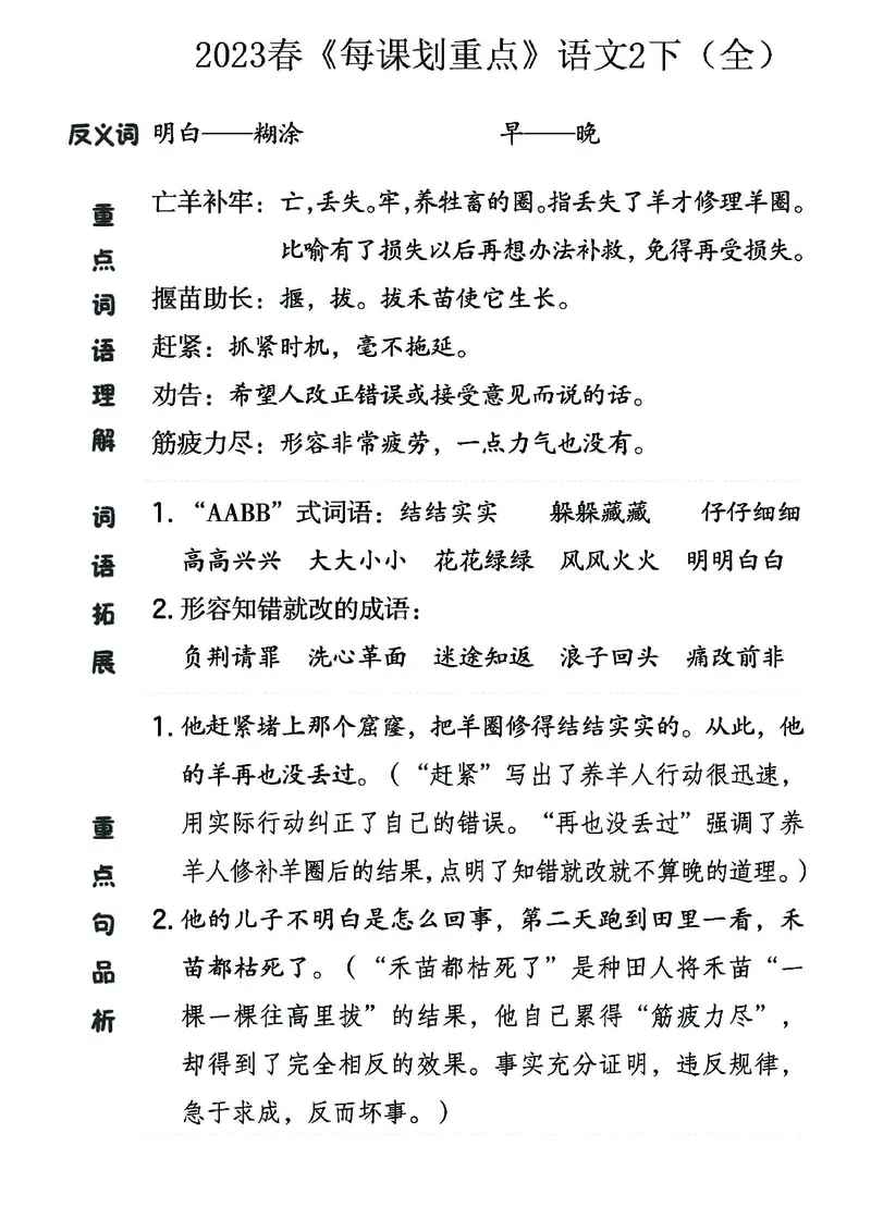 《名师每课划重点》23春语文2年级下册（RJ）_二年级上下册资料_小学二年级学习资料-25年更新版_2-02、小学二年级语文下册_2-2-2、练习题、作业、试题、试卷_电子册类