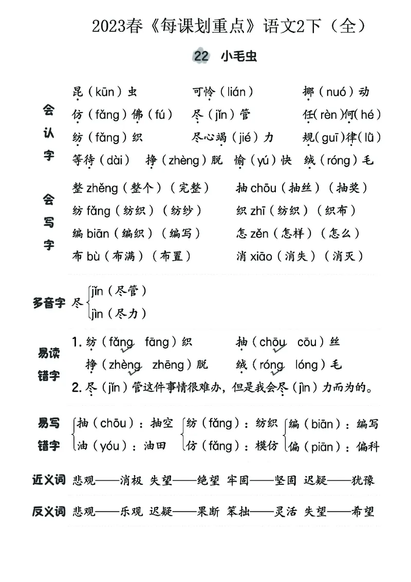 《名师每课划重点》23春语文2年级下册（RJ）_二年级上下册资料_小学二年级学习资料-25年更新版_2-02、小学二年级语文下册_2-2-2、练习题、作业、试题、试卷_电子册类