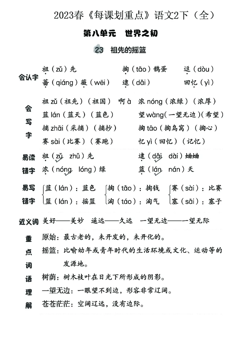 《名师每课划重点》23春语文2年级下册（RJ）_二年级上下册资料_小学二年级学习资料-25年更新版_2-02、小学二年级语文下册_2-2-2、练习题、作业、试题、试卷_电子册类