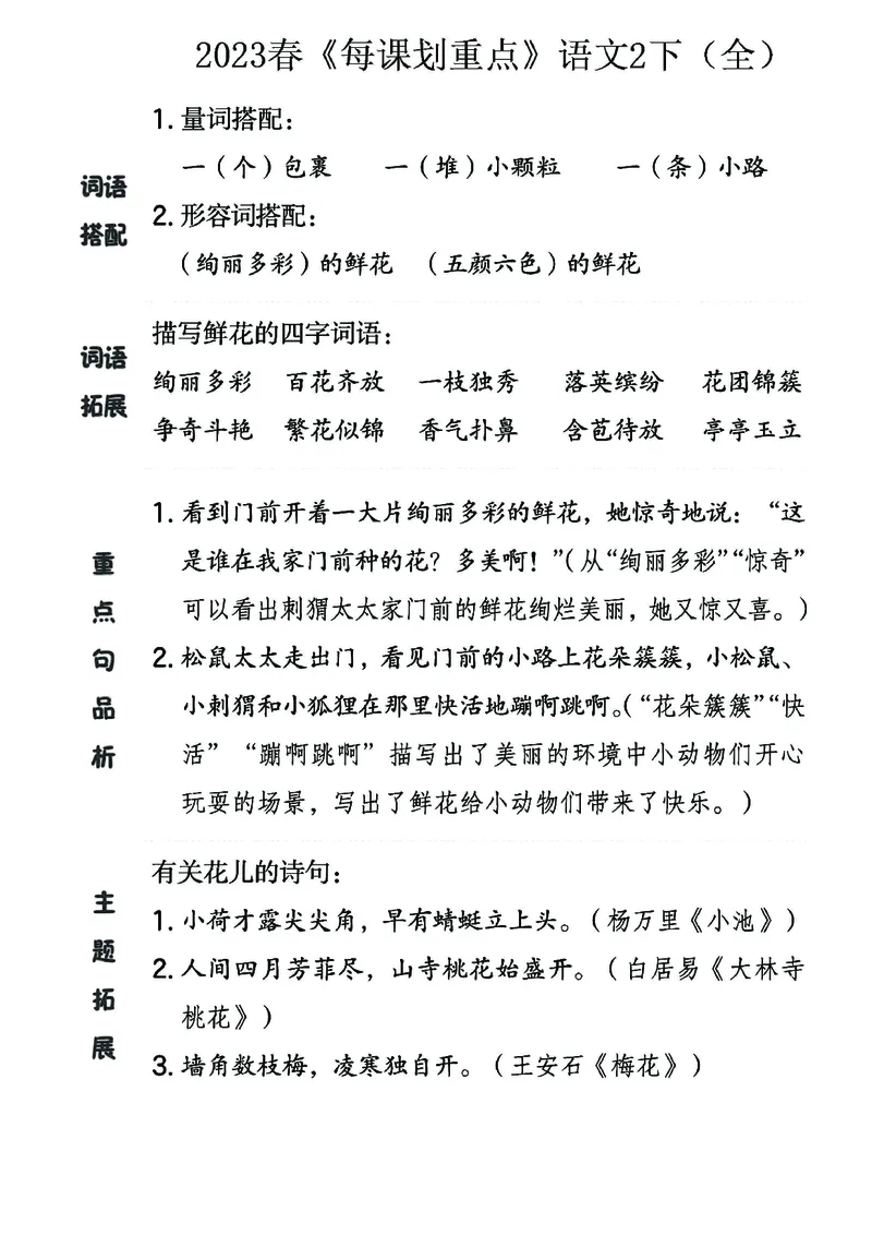 《名师每课划重点》23春语文2年级下册（RJ）_二年级上下册资料_小学二年级学习资料-25年更新版_2-02、小学二年级语文下册_2-2-2、练习题、作业、试题、试卷_电子册类