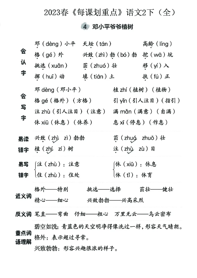 《名师每课划重点》23春语文2年级下册（RJ）_二年级上下册资料_小学二年级学习资料-25年更新版_2-02、小学二年级语文下册_2-2-2、练习题、作业、试题、试卷_电子册类