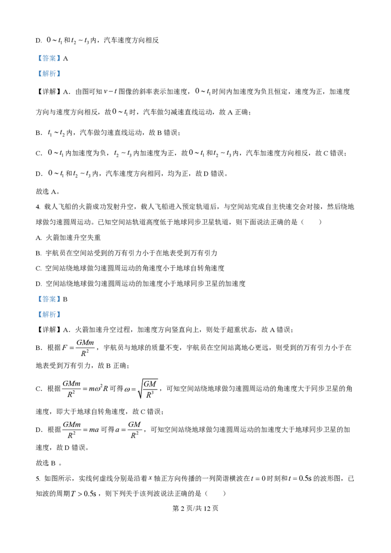 2025年高考物理试卷（海南卷）（1-6,14-18题)（解析卷）_物理历年高考真题_新&middot;PDF版2008-2025&middot;高考物理真题_物理（按年份分类）2008-2025_2025&middot;高考物理真题