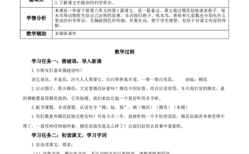 18棉花姑娘（教学设计）-（统编版.2024）_一年级语文下册（统编版）_教学设计