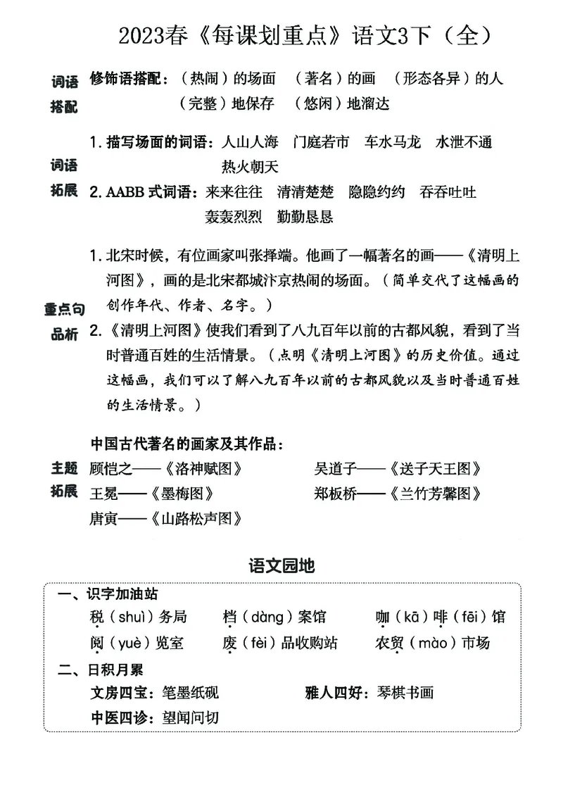 《名师每课划重点》23春语文3年级下册（RJ）_三年级上下册资料_小学三年级学习资料-25年更新版_3-02、小学三年级语文下册_3-2-2、练习题、作业、试题、试卷_电子册类