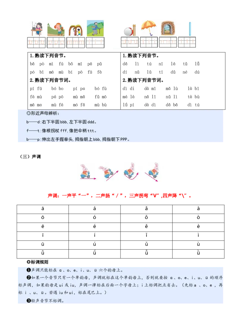 第二单元（知识清单）-（统编版&middot;2024秋）_一年级语文上册（统编版）_期末总复习