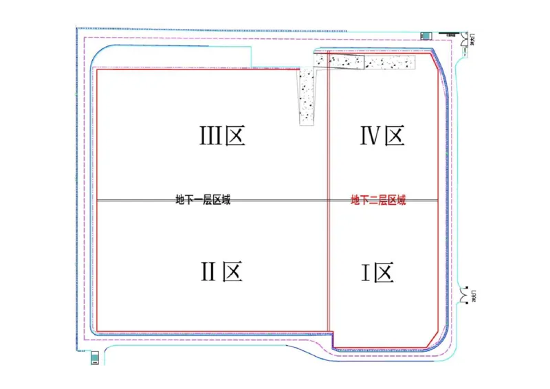 附图3-1土方开挖及地基处理阶段流水段划分_2021-2023年优秀施组方案_施工组织设计_曲江电竞产业园--场馆区项目施工组织设计_1.施工组织设计_附表附图
