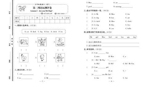 《天天向上同步测试》英语3年级上册（KP）_三年级上下册资料_小学三年级学习资料-25年更新版_3-05、小学三年级英语上册_3-5-1、知识点、测试卷、电子书_科普版