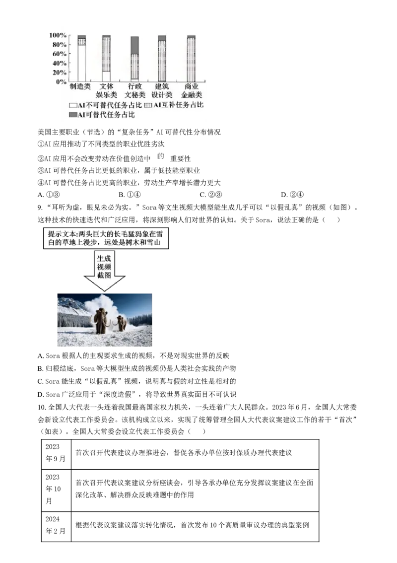 2024年高考政治试卷（重庆）（空白卷）_政治历年高考真题_新&middot;Word版2008-2025&middot;高考政治真题_政治（按年份分类）2008-2025_2024&middot;政治高考真题