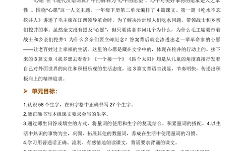 第二单元知识清单语文一年级下册（统编版）_一年级语文下册（统编版）_单元知识复习专项_2024版
