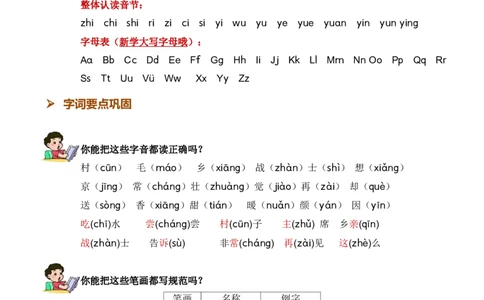 第二单元知识清单语文一年级下册（统编版）_一年级语文下册（统编版）_单元知识复习专项_2024版