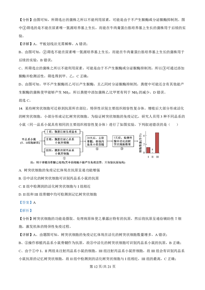 2024年高考生物试卷（重庆）（解析卷）_生物历年高考真题_新&middot;PDF版2008-2025&middot;高考生物真题_生物（按年份分类）2008-2025_2024&middot;高考生物真题
