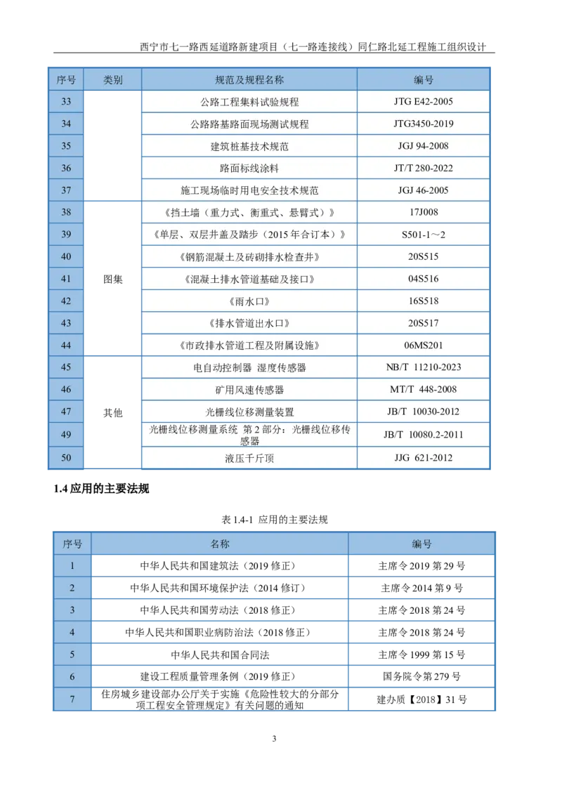 西宁市七一路西延道路新建项目（七一路连接线）同仁路北延工程施工组织设计_2021-2023年优秀施组方案_施工组织设计_001施工组织设计