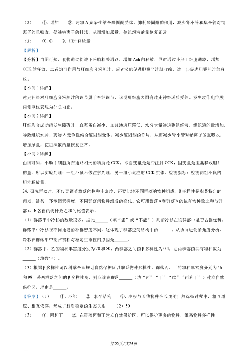 2024年高考生物试卷（山东）（解析卷）_生物历年高考真题_新&middot;Word版2008-2025&middot;高考生物真题_生物（按年份分类）2008-2025_2024&middot;高考生物真题