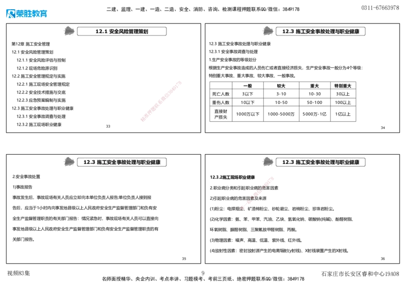 视频83集第12章施工安全管理（可打印版）_2026年一级建造师_2026年一建机电_2025年一建机电SVIP_02-基础精讲✿高端面授✿深度强化_12-机电《教材精讲班》王峰RS推荐_讲义