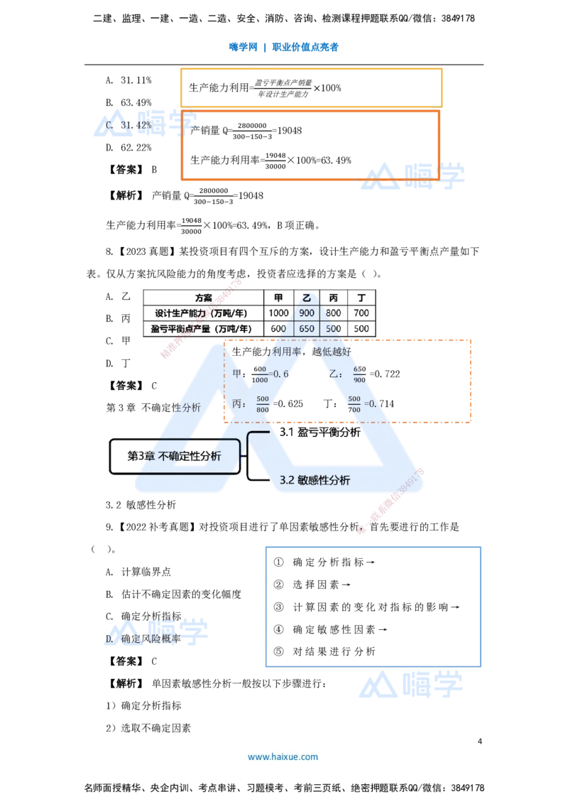 05.2025王晓波-万能母题特训-（4）第3章不确定性分析_2026年一级建造师_2026年一建经济_2025年一建经济SVIP_03-习题精析✿实战特训✿模考通关_43-经济《万能母题特训》王晓波HX