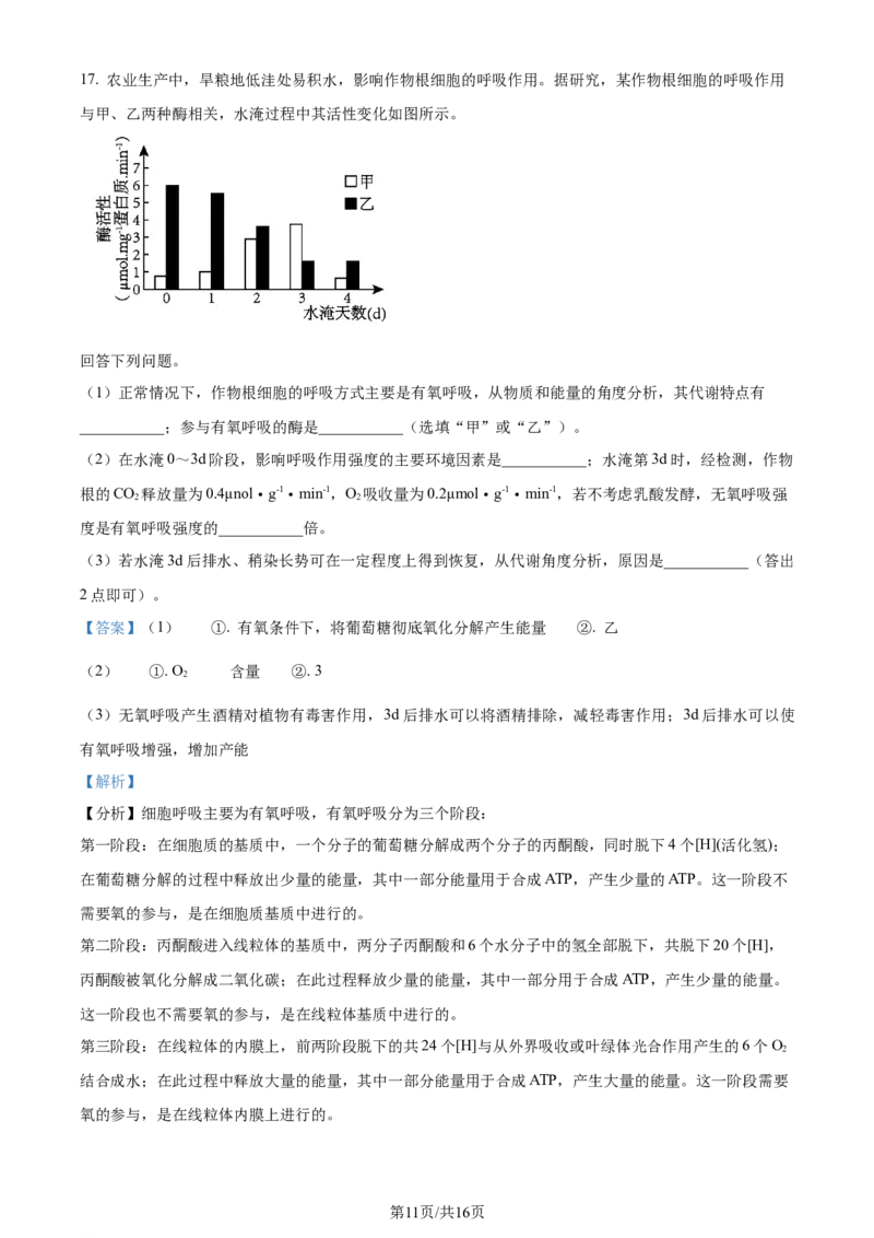 2024年高考生物试卷（贵州）（解析卷）_生物历年高考真题_新&middot;Word版2008-2025&middot;高考生物真题_生物（按年份分类）2008-2025_2024&middot;高考生物真题