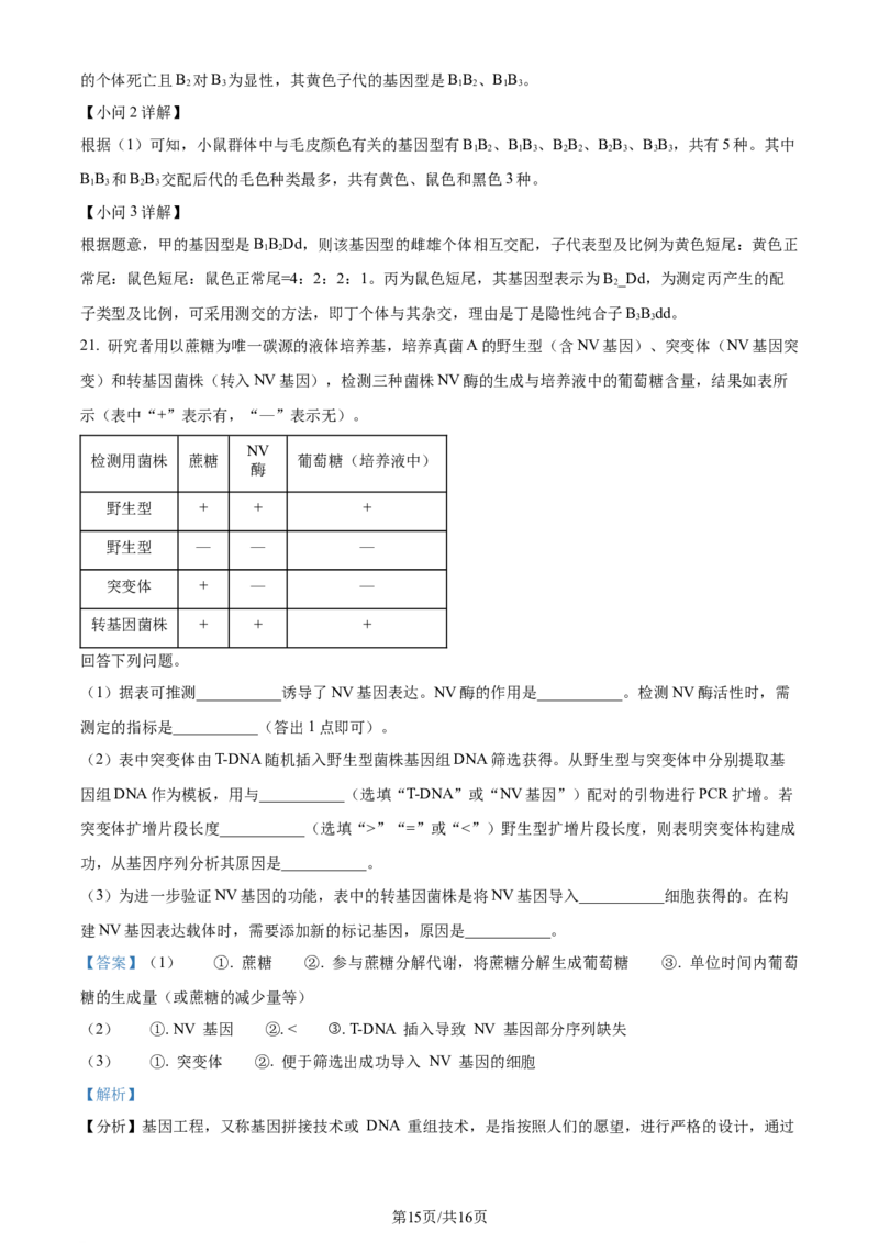 2024年高考生物试卷（贵州）（解析卷）_生物历年高考真题_新&middot;Word版2008-2025&middot;高考生物真题_生物（按年份分类）2008-2025_2024&middot;高考生物真题