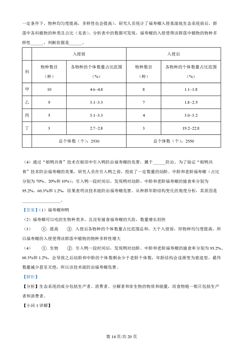 2024年高考生物试卷（江西）（解析卷）_生物历年高考真题_新&middot;PDF版2008-2025&middot;高考生物真题_生物（按年份分类）2008-2025_2024&middot;高考生物真题