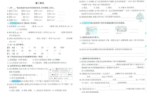 试卷语文3上_25秋《阳光同学期末复习》_25秋《阳光同学期末复习》语文1-6_25秋阳光同学期末复习15天冲刺100分人教语文3上