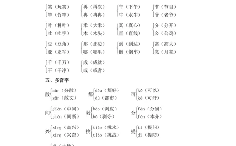 第四单元知识归类_一年级语文下册（统编版）_老课标资料_复习资料_一下语文期末复习二_基础知识