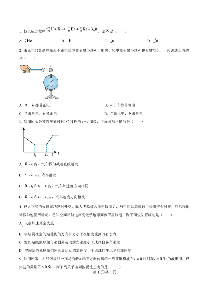 2025年高考物理试卷（海南卷）（1-6,14-18题)（空白卷）_物理历年高考真题_新&middot;PDF版2008-2025&middot;高考物理真题_物理（按年份分类）2008-2025_2025&middot;高考物理真题