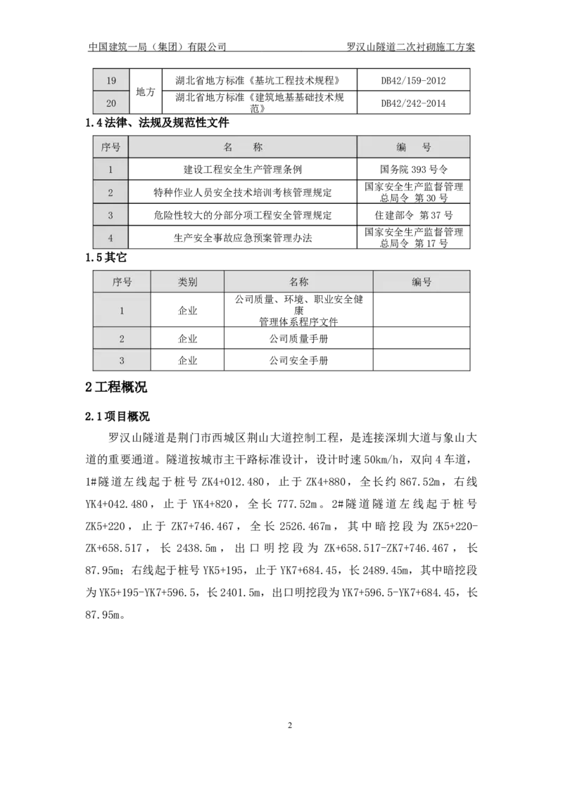 罗汉山隧道二次衬砌施工方案_2021-2023年优秀施组方案_施工方案_方案29-罗汉山隧道二衬施工方案_01罗汉山隧道二衬施工方案