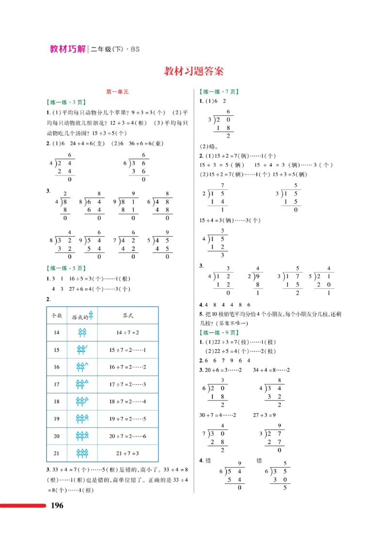 《巧学蛙教材巧解》数学2年级下册（BS）_二年级上下册资料_小学二年级学习资料-25年更新版_2-04、小学二年级数学下册_2-4-2、练习题、作业、试题、试卷_北师大版_电子册类