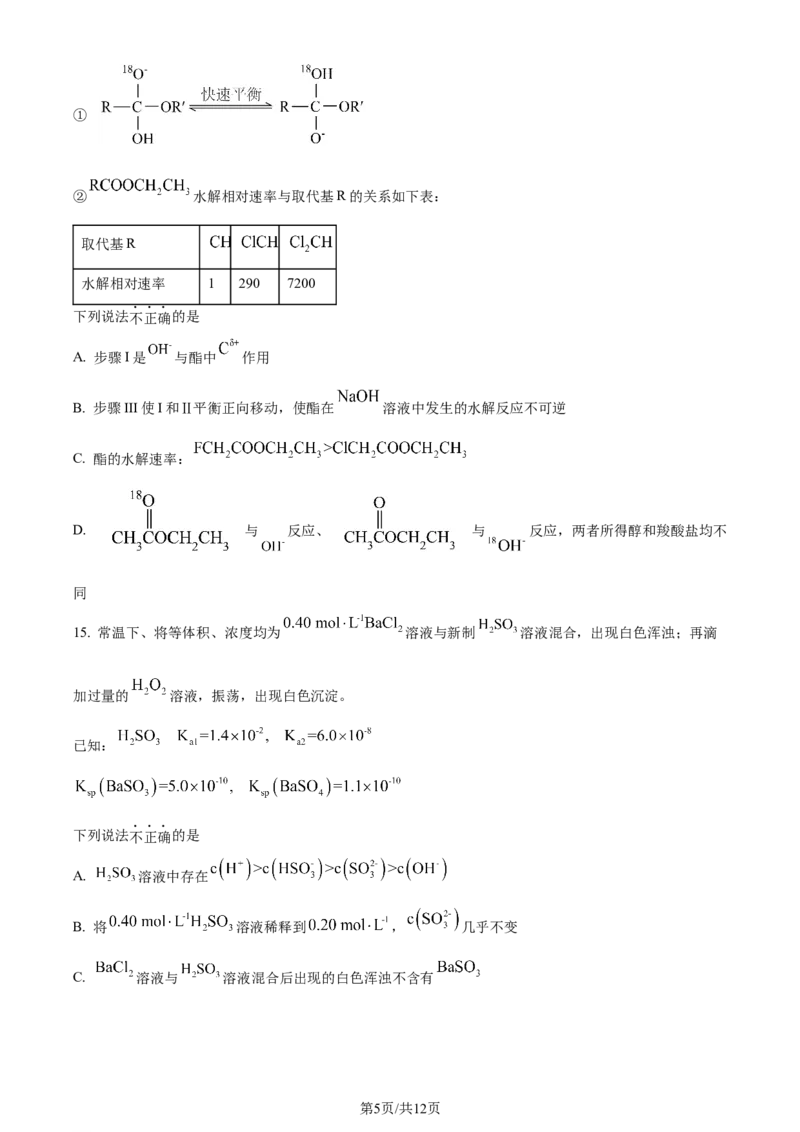 2024年高考化学试卷（浙江）（1月）（空白卷）_历年高考真题合集_化学历年高考真题_新&middot;Word版2008-2025&middot;高考化学真题_化学（按年份分类）2008-2025_2024&middot;高考化学真题