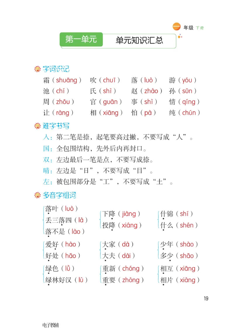 《博小优课堂笔记》语文1年级下册（RJ）_一年级上下册资料_小学一年级学习资料-25年更新版_1-02、小学一年级语文下册_3-6-2-2、练习题、作业、专项、试卷_部编（人教）版_电子册类
