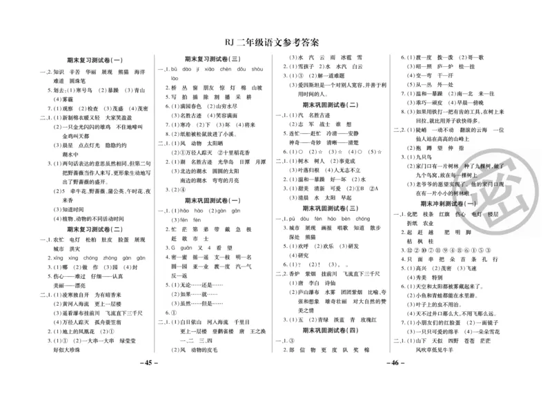 《名师选优期末大冲刺》语文2年级上册（RJ）_二年级上下册资料_小学二年级学习资料-25年更新版_2-01、小学二年级语文上册_2-1-2、练习题、作业、试题、试卷_电子册类