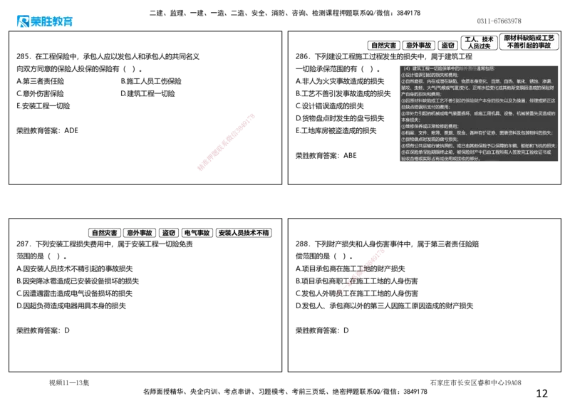 视频11&mdash;13集2025一建项目管理破题第241&mdash;290题（可打印版）_2026年一级建造师_2026年一建管理_2025年一建管理SVIP_03-习题精析✿实战特训✿模考通关_14-管理《破题提升班》大微RS