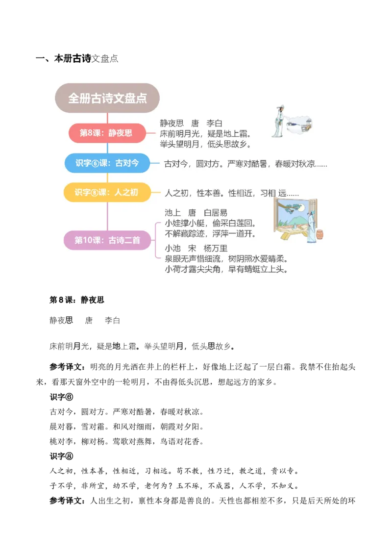 专题05古诗和日积月累（专项训练）-（统编版2024）_一年级语文下册（统编版）_期末总复习