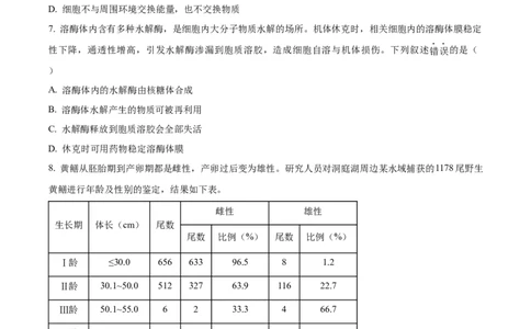 2024年高考生物试卷（浙江）（6月）（空白卷）_生物历年高考真题_新&middot;Word版2008-2025&middot;高考生物真题_生物（按年份分类）2008-2025_2024&middot;高考生物真题