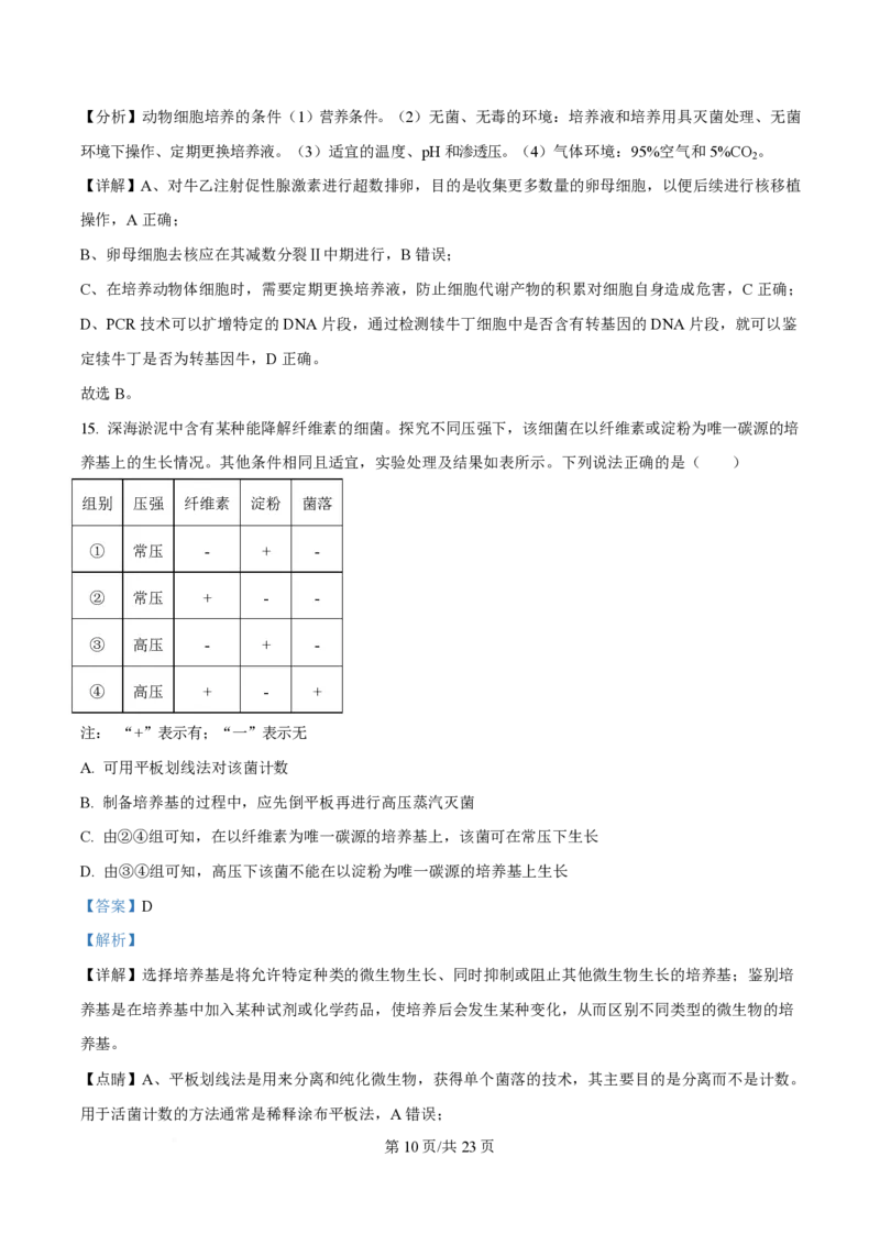 2025年高考生物试卷（山东卷）（解析卷）_生物历年高考真题_新&middot;PDF版2008-2025&middot;高考生物真题_生物（按年份分类）2008-2025_2025&middot;高考生物真题