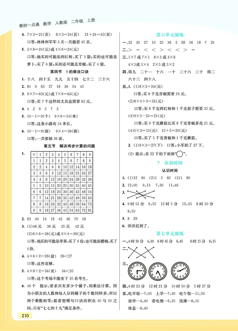 《教材一点通》数学2年级上册（RJ）_二年级上下册资料_小学二年级学习资料-25年更新版_2-03、小学二年级数学上册_2-3-2、练习题、作业、试题、试卷_人教版_电子册类