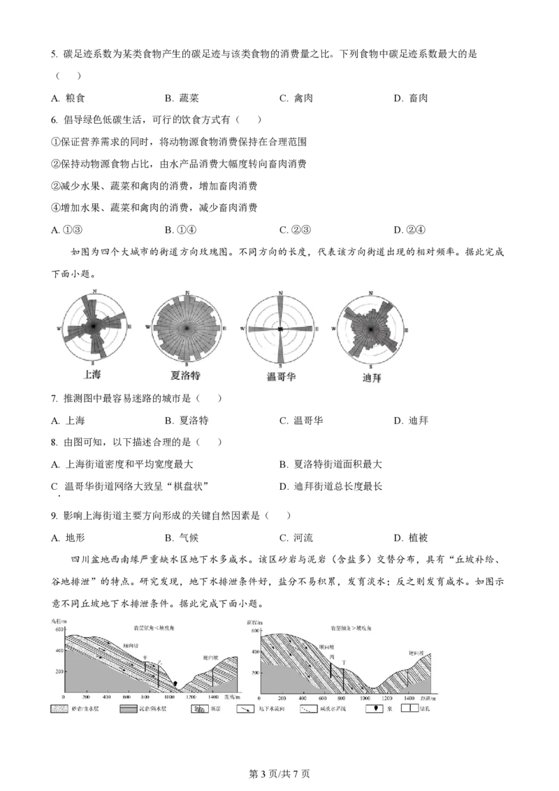 2024年高考地理试卷（湖北）（空白卷）_地理历年高考真题_新&middot;PDF版2008-2025&middot;高考地理真题_地理（按年份分类）2008-2025_2024&middot;地理高考真题