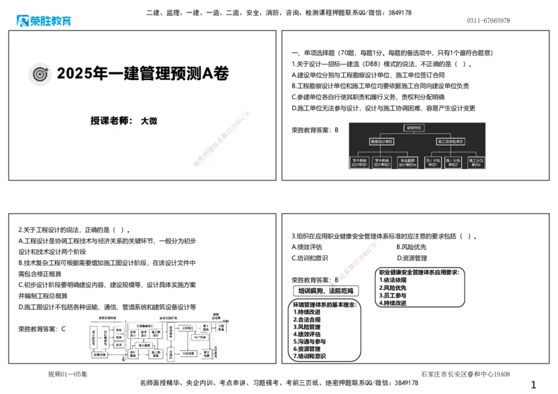 视频01&mdash;05集2025一建管理预测A卷讲义（可打印版）_2026年一级建造师_2026年一建管理_2025年一建管理SVIP_05-考前密训✿央企特训✿机构普押_18-管理《预测AB卷》大微RS_讲义
