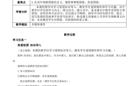 识字10《升国旗》（教学设计）-（统编版）_一年级语文上册（统编版）_老课标资料_教学设计