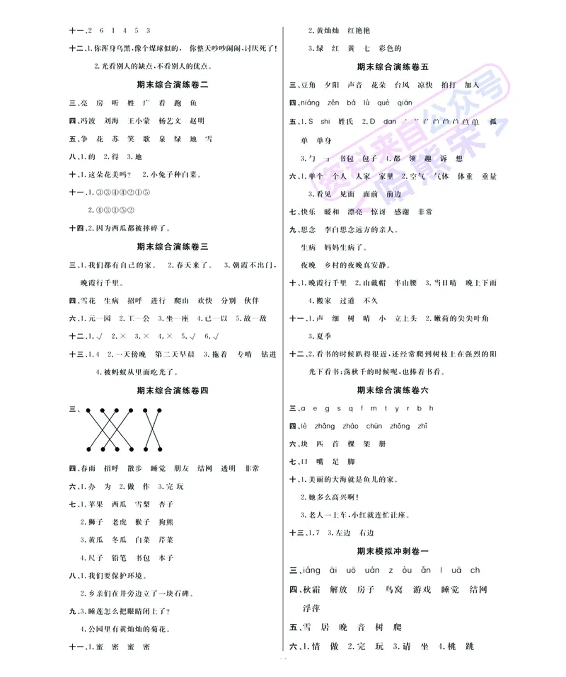 《名师面对面》语文1年级下册（RJ）_一年级上下册资料_小学一年级学习资料-25年更新版_1-02、小学一年级语文下册_3-6-2-2、练习题、作业、专项、试卷_部编（人教）版_电子册类