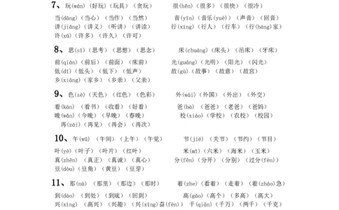 一年级下册语文生字组词文档-(2)_一年级语文下册（统编版）_老课标资料_一下语文含教学视频_第一套_009-试题试卷word版可下载打印_总复习资料