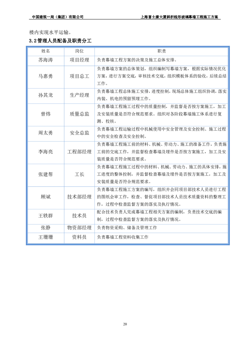 斜折线形玻璃幕墙工程施工方案2_2021-2023年优秀施组方案_施工方案_富士康大厦斜折线形玻璃幕墙工程施工方案