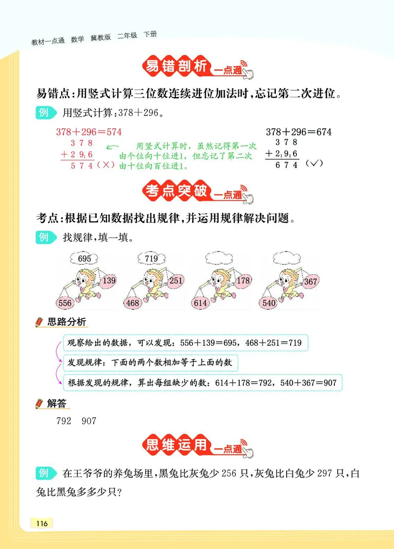 《教材一点通》数学2年级下册（JJ）_二年级上下册资料_小学二年级学习资料-25年更新版_2-04、小学二年级数学下册_2-4-2、练习题、作业、试题、试卷_冀教版_电子册类